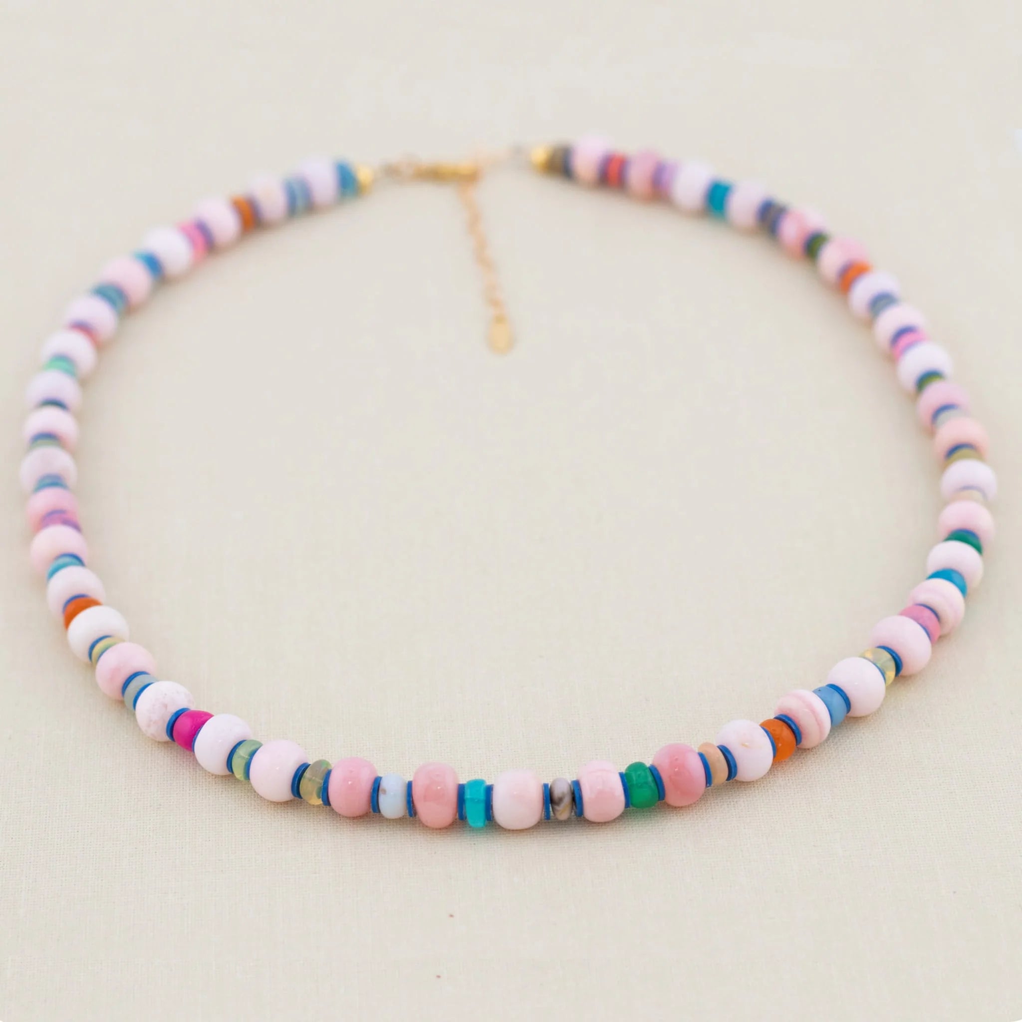 Pink Opal & African Opal Beaded Necklace