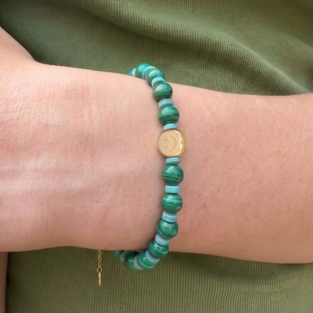 Malachite & Turquoise Happy & Sad Beaded Bracelet