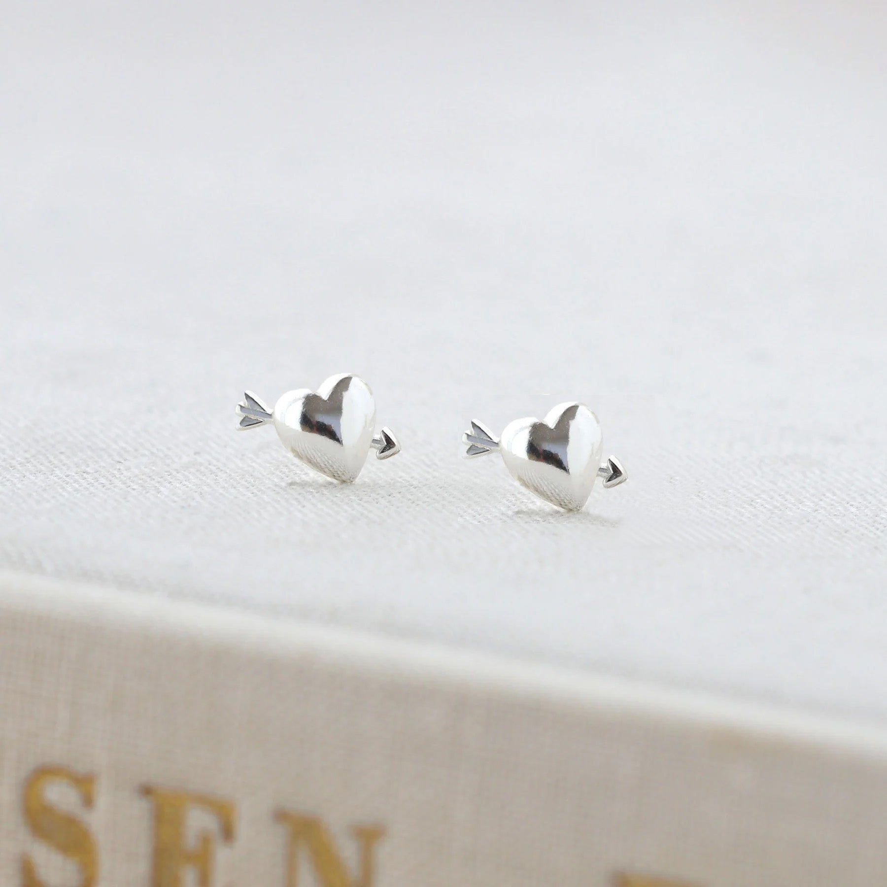 Heart with Arrow Stud Earrings