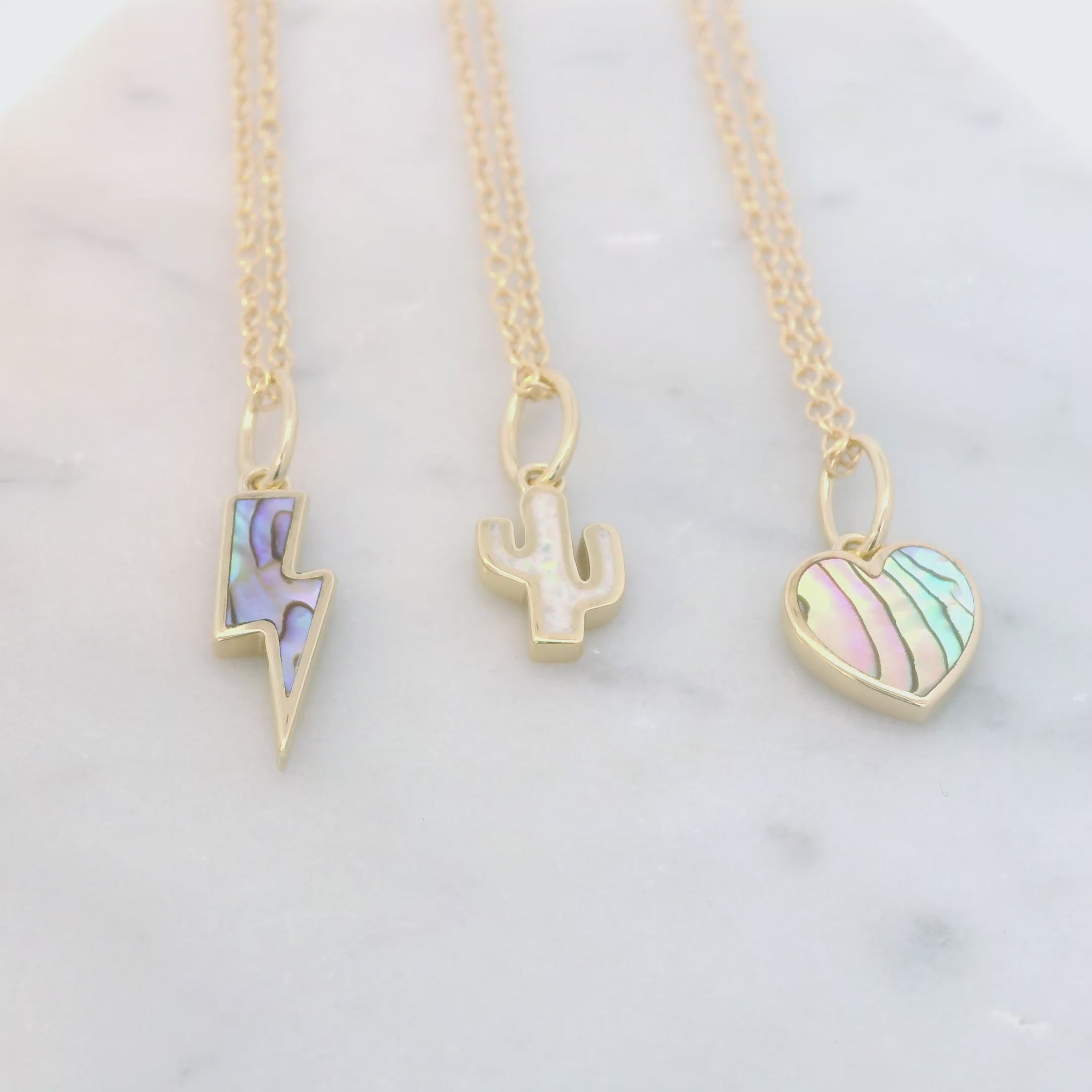 Opal Cactus Charm Necklace