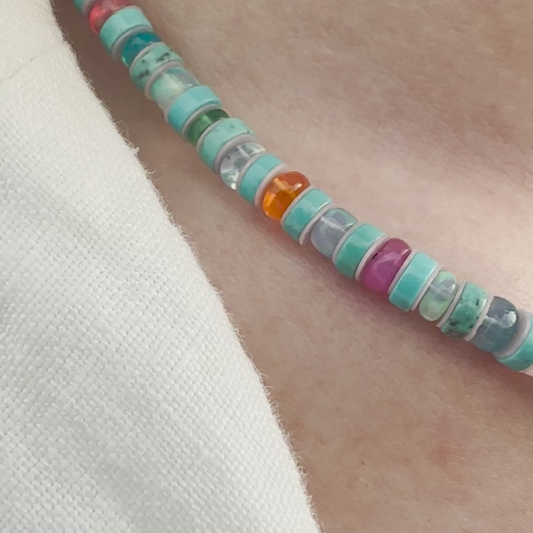 Turquoise and Multicolor Opal Necklace