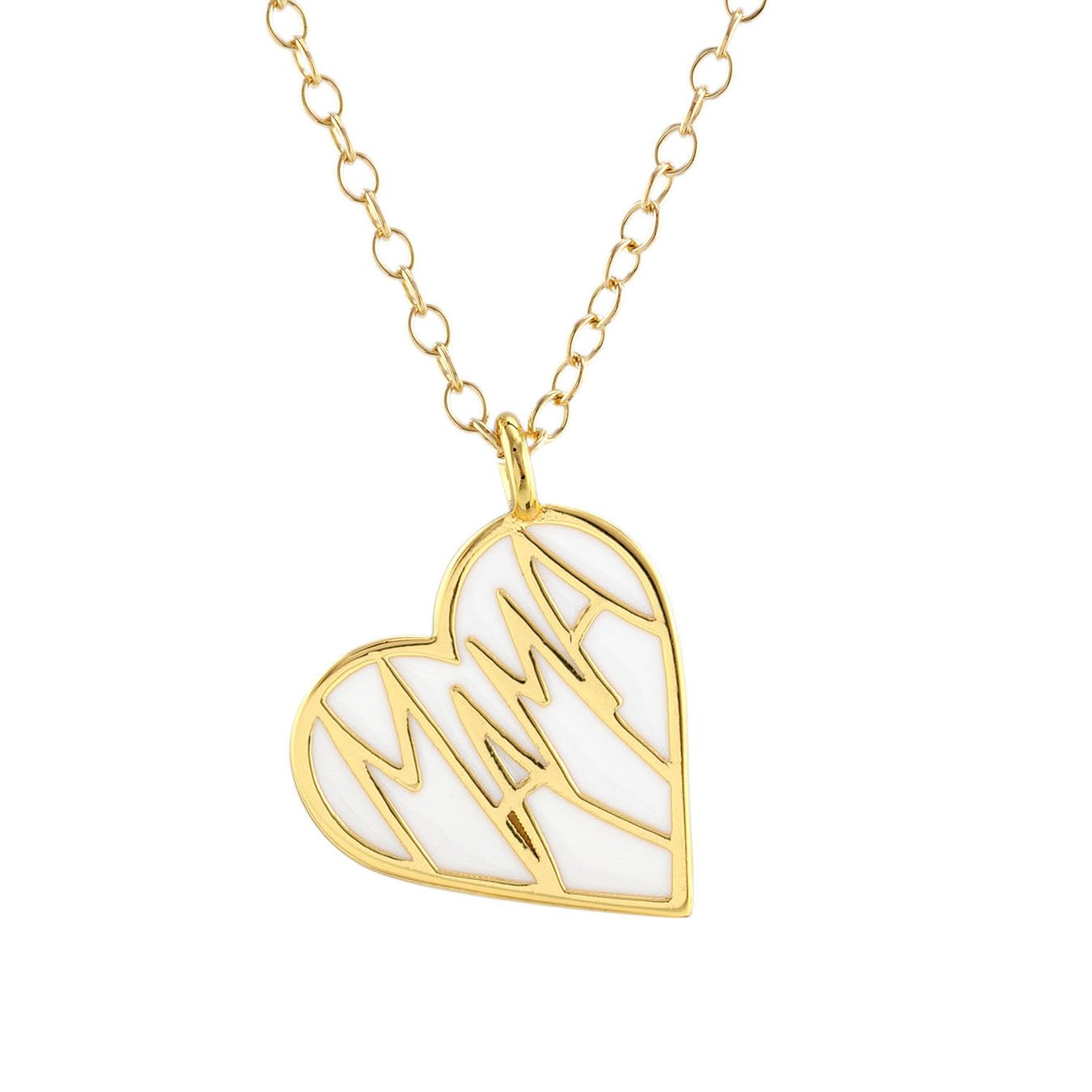 Mama Enamel Heart Charm Necklace