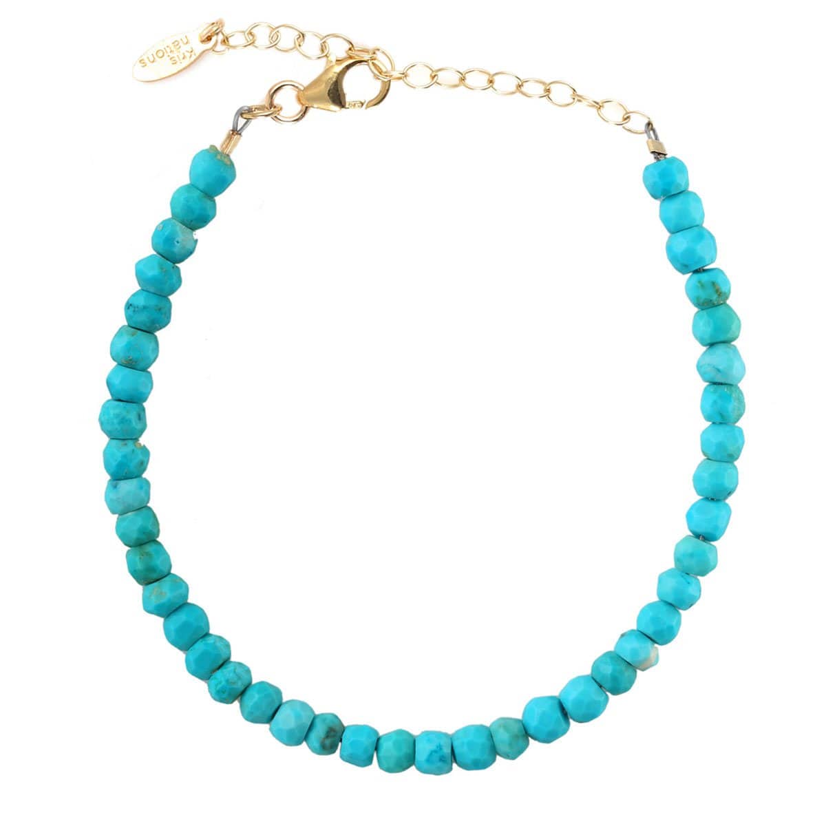 Turquoise Faceted Gemstone Beaded Bracelet 