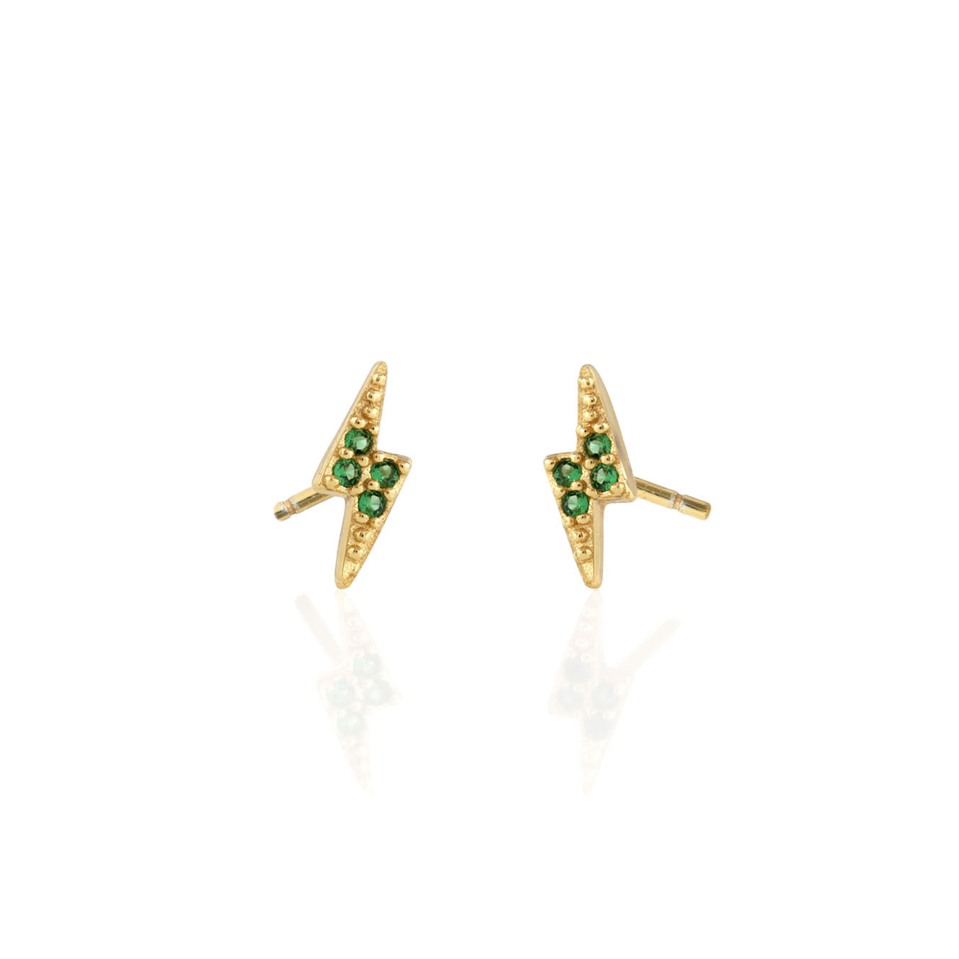 Lightning Bolt Emerald Crystal Stud Earrings