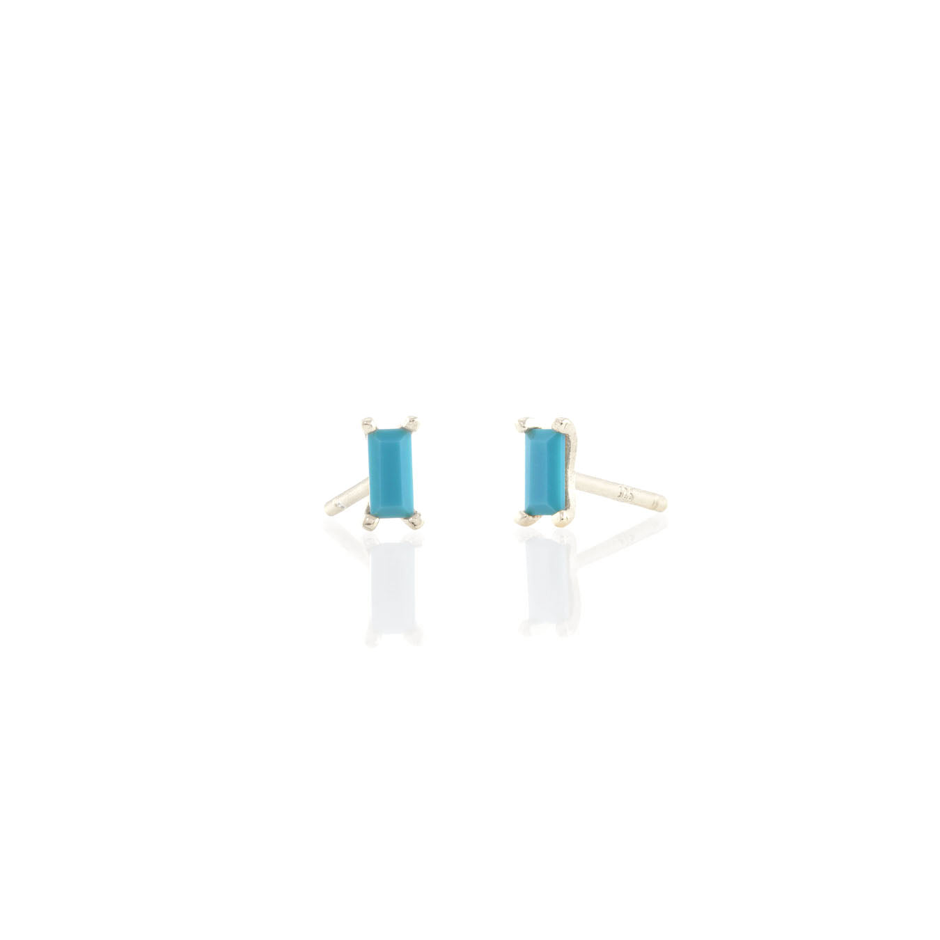 Turquoise Baguette Stud Earrings