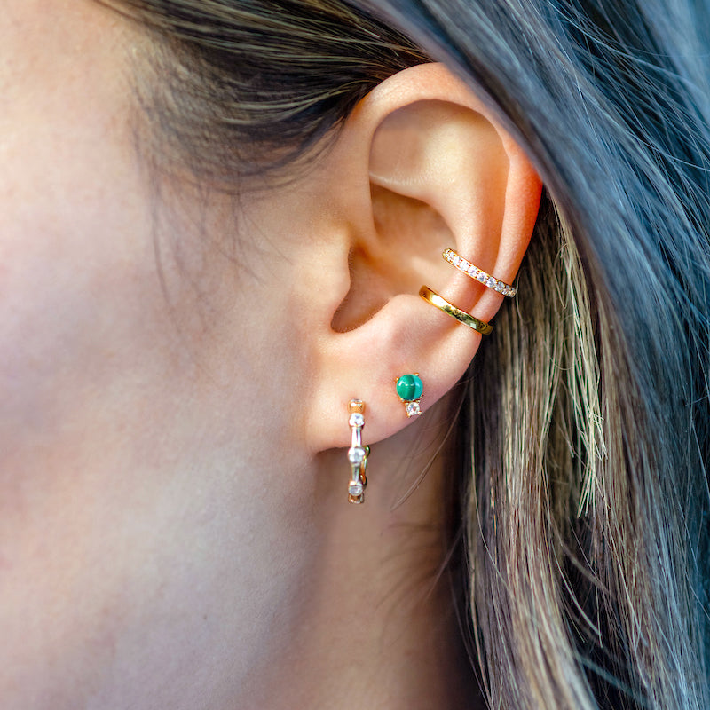 Seven Bezel Crystal Hoop Earrings