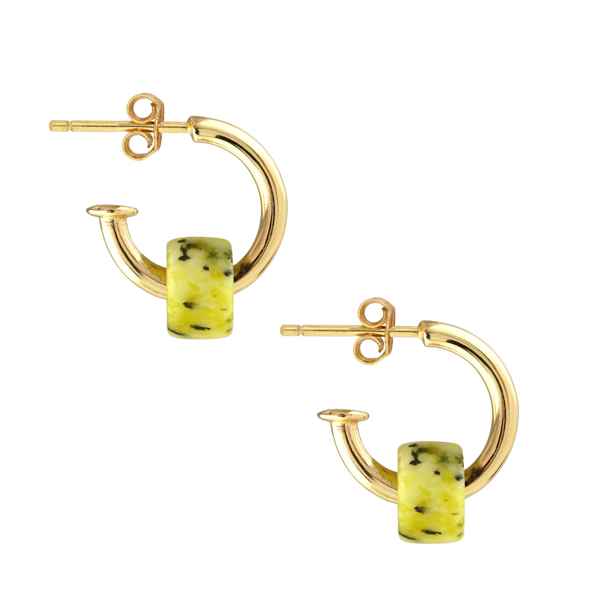 Huggie Hoop Earrings with Gemstone Bead