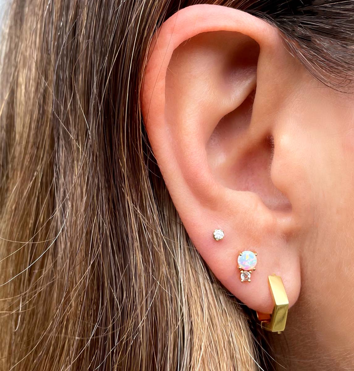 Hexagon Hinged Huggie Hoop Earrings