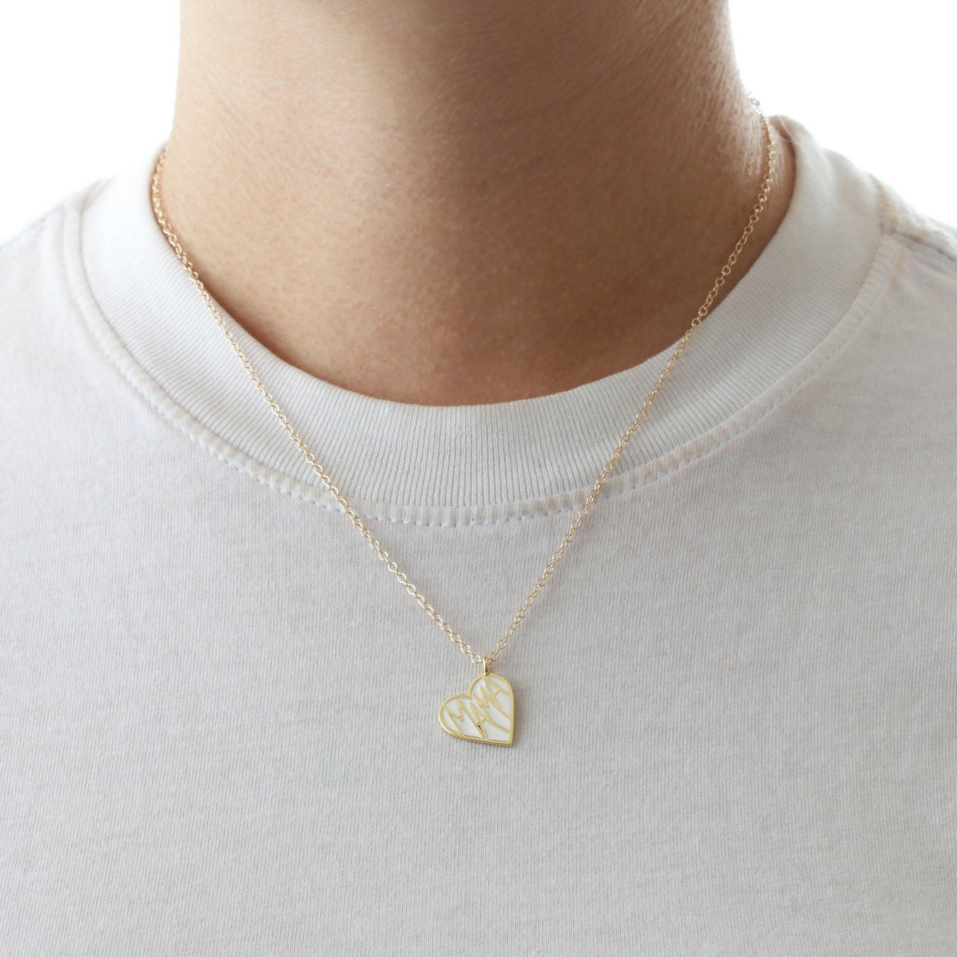 Mama Enamel Heart Charm Necklace