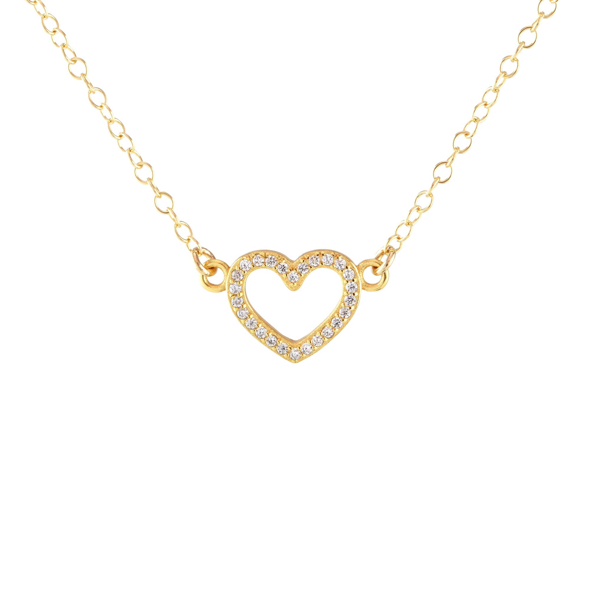 Heart Crystal Outline Charm Necklace