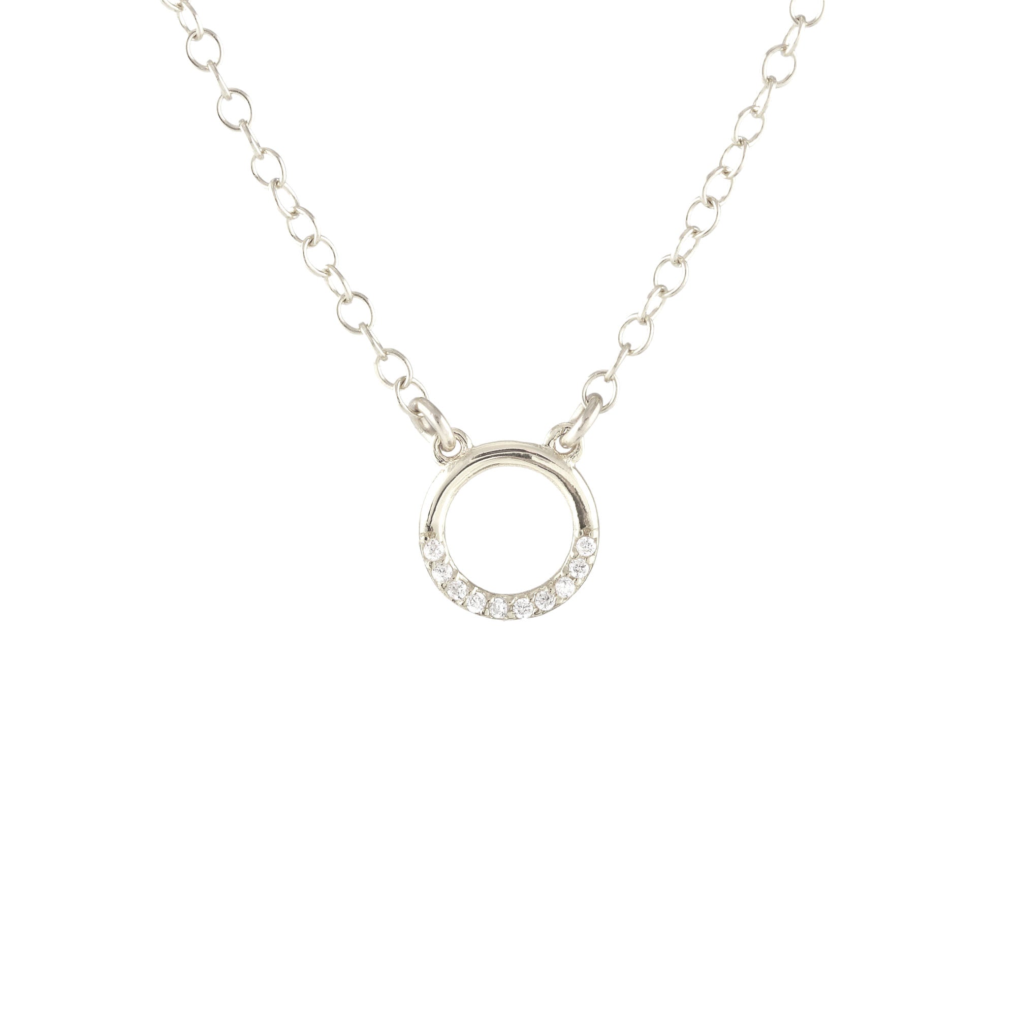 Circle Crystal Outline Charm Necklace
