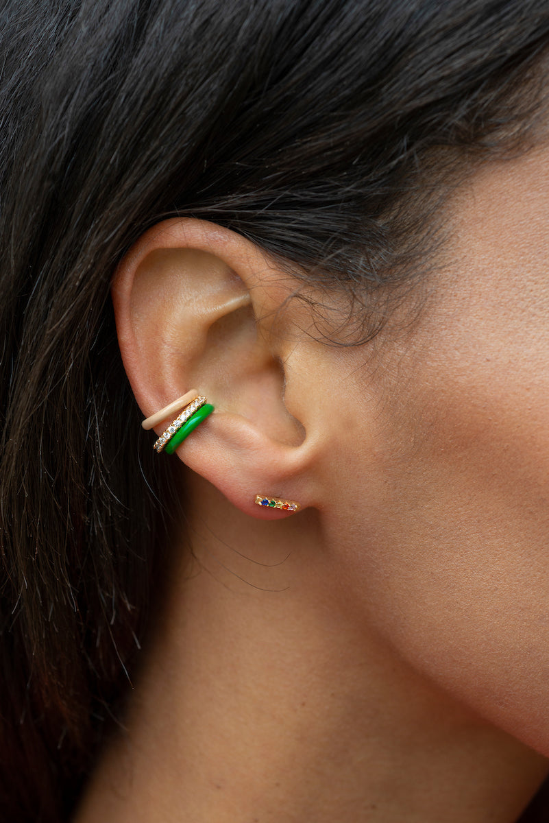 Rainbow Bar Dash Crystal Stud Earrings