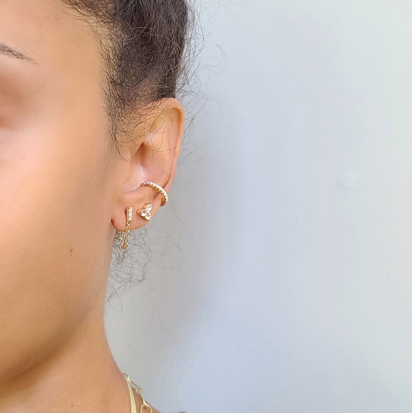 Round Crystal Ear Cuff - 18K Gold Vermeil