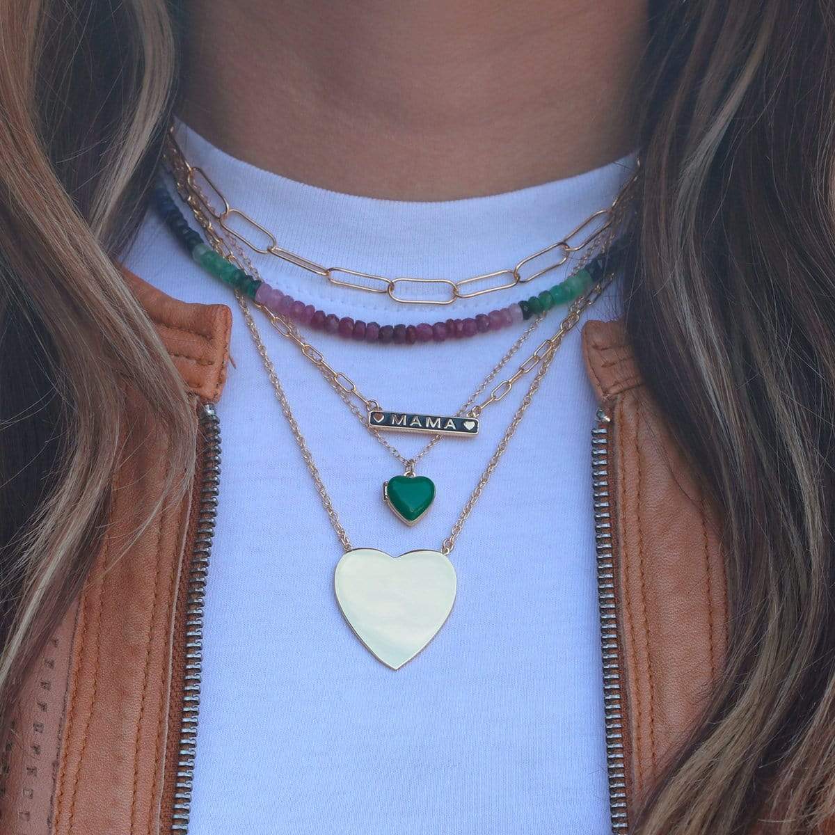 Watermelon Tourmaline Faceted Gemstone Beaded Necklace 